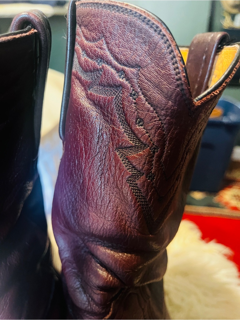 Lucchese  Women’s size 9.5 and Men’s size 8 leather Western Boots - Burgundy - Picture 11 of 14